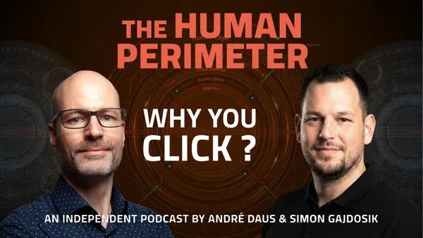 Episode 4 cover with hosts André Daus and Simon Gajdosik and the episode title 'Why You Click?'